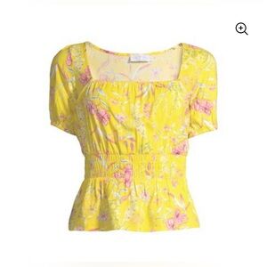 NWOT Sofia Jeans by Sofia Vergara Floral Yellow Top